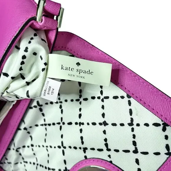 Kate Spade Newbury Lane Sally Crossbody Purse Hot Pink Saffiano Leather - Picture 3 of 11